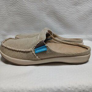 WOMENS WALK HERO BEIGE CANVAS ARCH SUPPORT SPORTY SHOE MULES SIZE 6